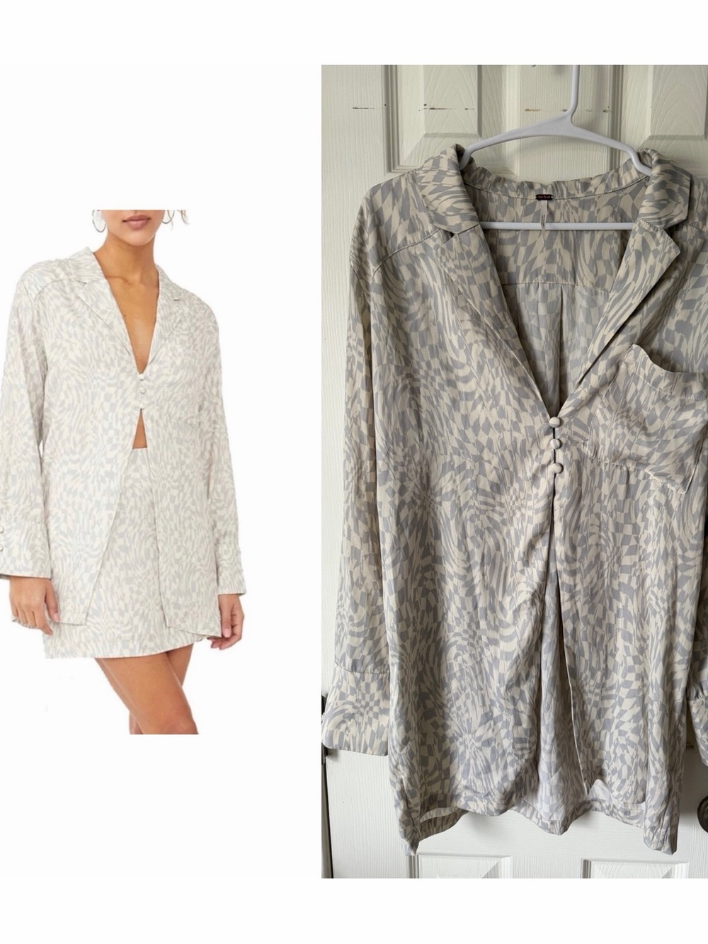 FREE PEOPLE Beatrice Satin Top Button Down, size 6